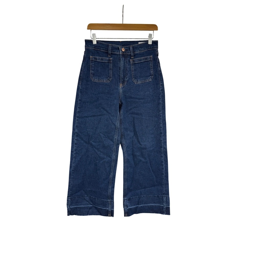 Gap Curvy High Rise Stride Jeans Dark Wash Wide Leg Patch Pocket 27 4R I2